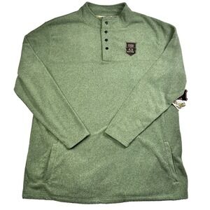 NWT Mens Ocean+Coast Real Tree Fleece Pull Over Sweater Green Size 3XLT Button